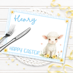 EASTER- LITTLE LAMB BLUE- PREMIUM LEATHERETTE PLACEMAT - Eliza Henri