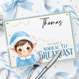 Magical Breakfast with the Elf Premium Faux Leather Mat- Blue
