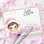 Magical Breakfast with the Elf Premium Faux Leather Mat- Pink - Eliza Henri