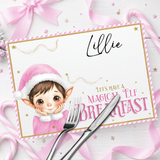 Magical Breakfast with the Elf Premium Faux Leather Mat- Pink