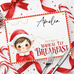 Magical Breakfast with the Elf Premium Faux Leather Mat- Red - Eliza Henri
