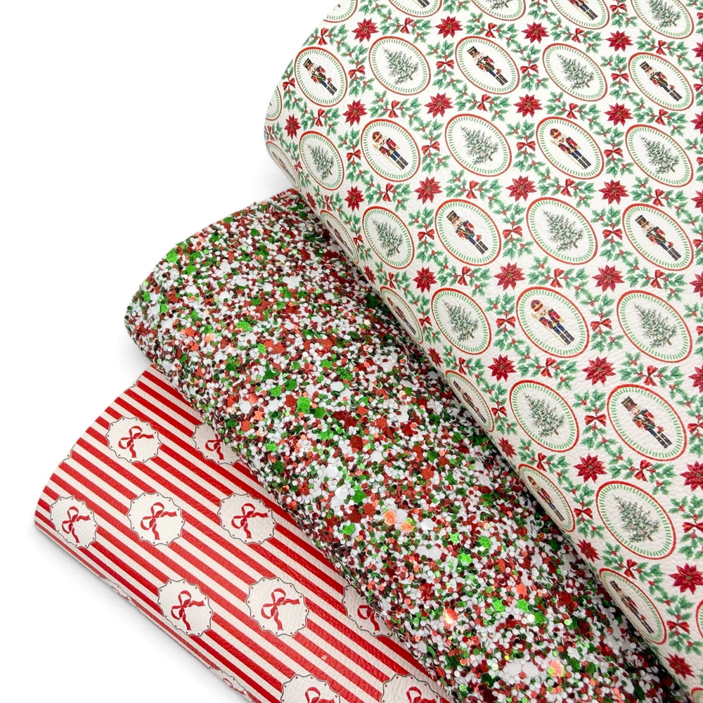 It's Christmas Trio Set | Glitter & Faux Leather Fabrics