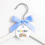 Rainbow Blues- Days of the Week Personalised Faux Leather Hanger Tags- Pre-Cut- Set of 7
