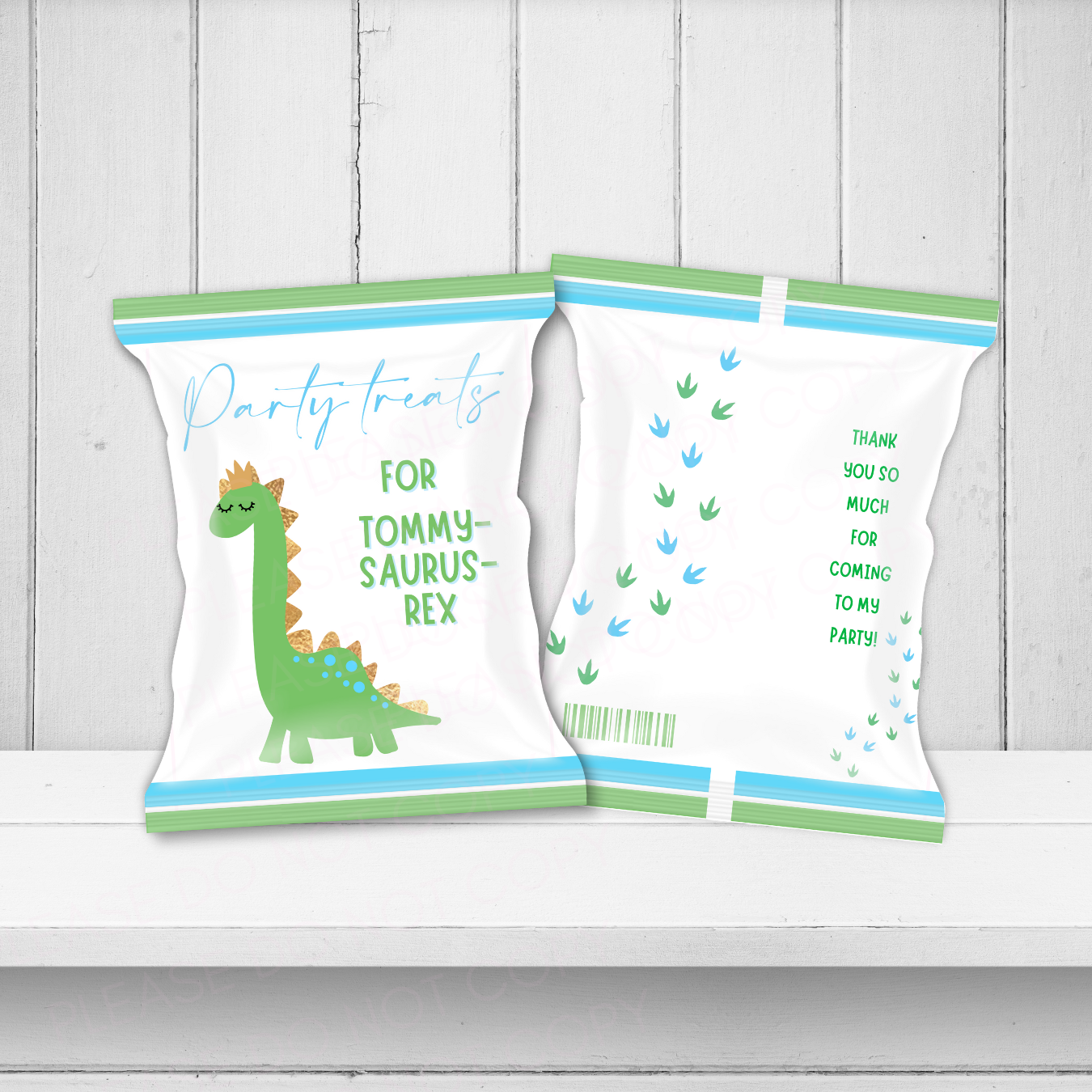 Green Dino Party Treats- DIY Treat Packs - Eliza Henri