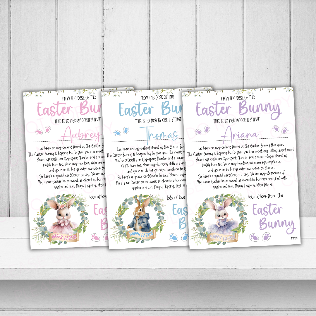 Easter Bunny Wreath Certificates- Premium Card - Eliza Henri