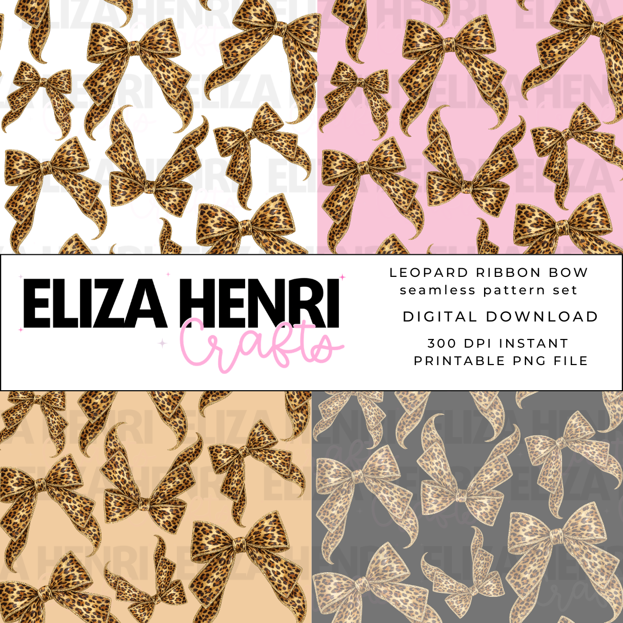 LEOPARD RIBBON BOW SEAMLESS PATTERN SET - Eliza Henri