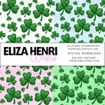 GLITTERY SHAMROCKS SEAMLESS PATTERN SET - Eliza Henri