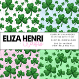 GLITTERY SHAMROCKS SEAMLESS PATTERN SET - Eliza Henri