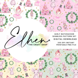 PINK NUTCRACKER XMAS SEAMLESS PATTERN SET
