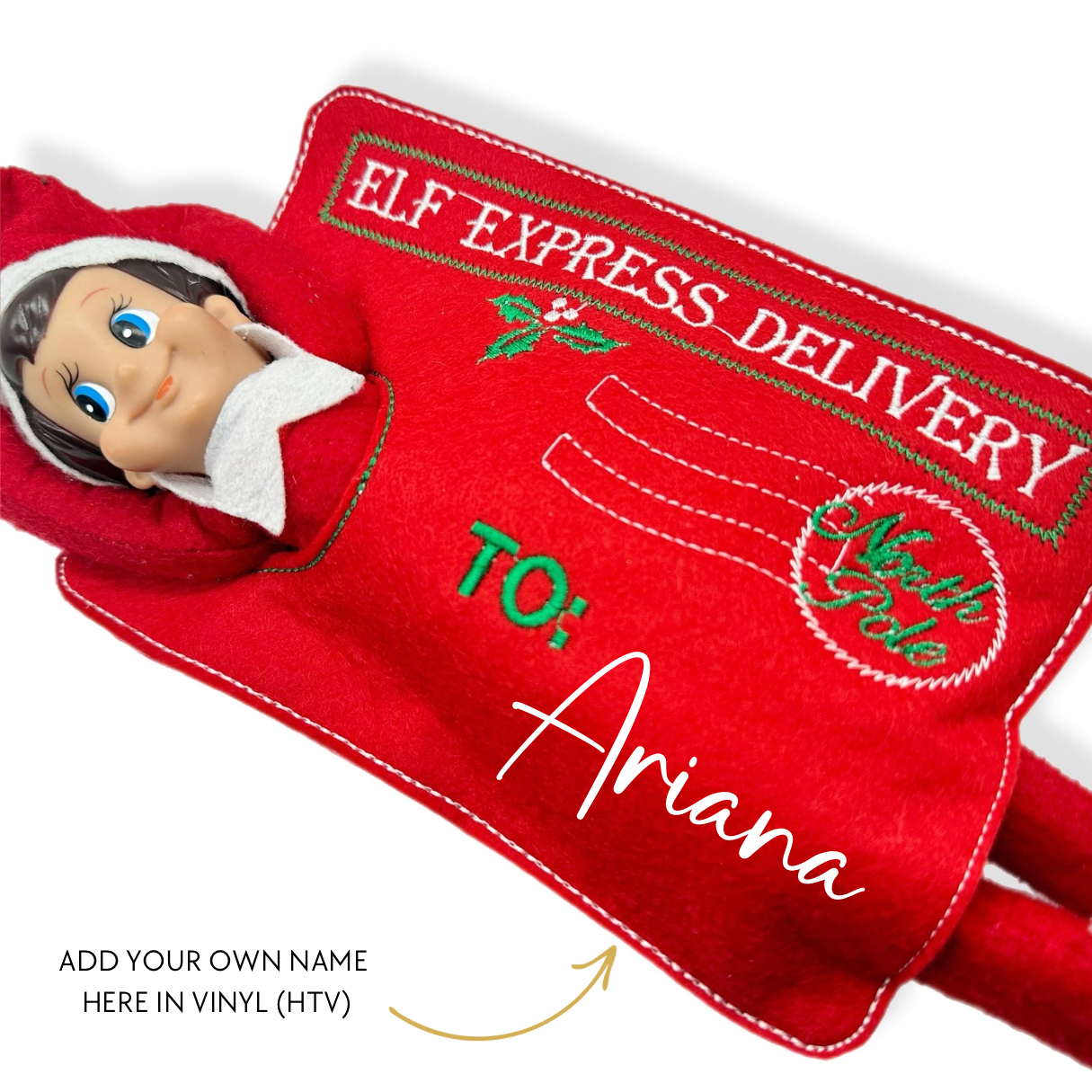 Personalised elf arrival envelope with child’s name