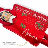 Personalised elf arrival envelope with child’s name
