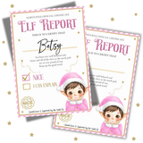 Premium Elf Report Card- Pink