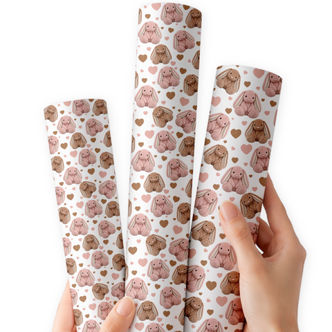Pink & Fawn Bunnies | Premium Faux Leather Fabric