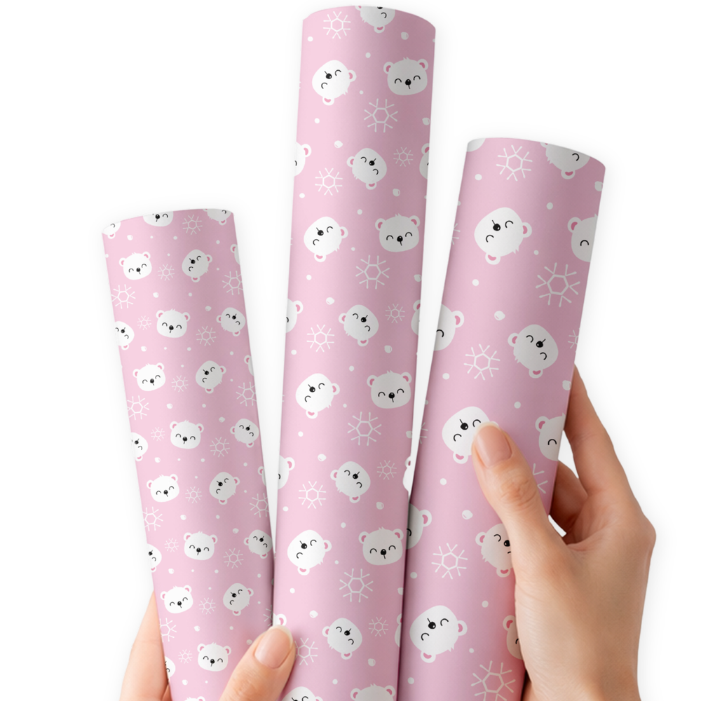 Polar Bear Cutie Pink | Premium Faux Leather Fabric
