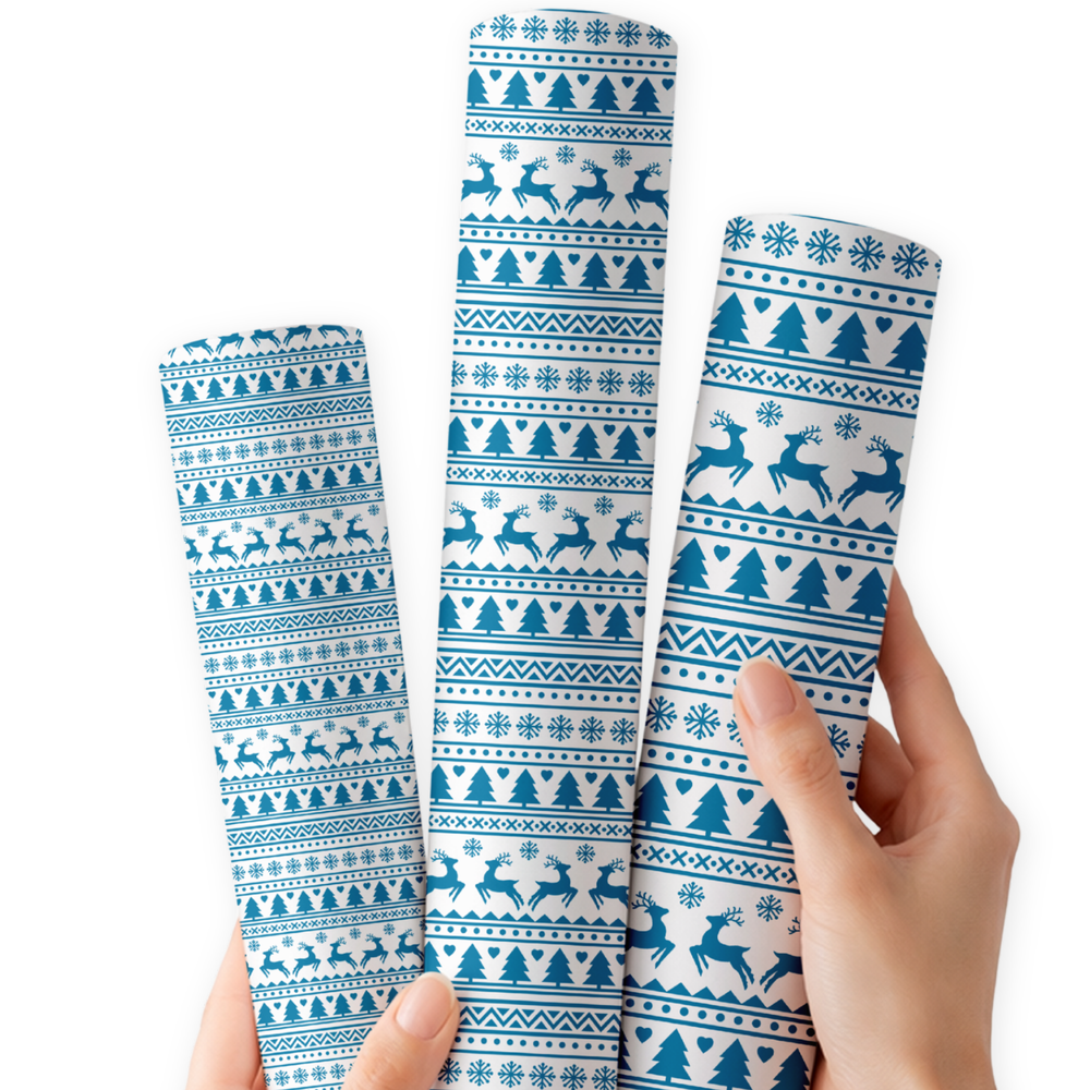 Frosty Fair Isle | Premium Faux Leather Fabric
