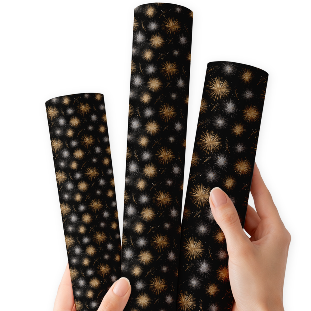 Fireworks at Midnight | Premium Faux Leather Fabric