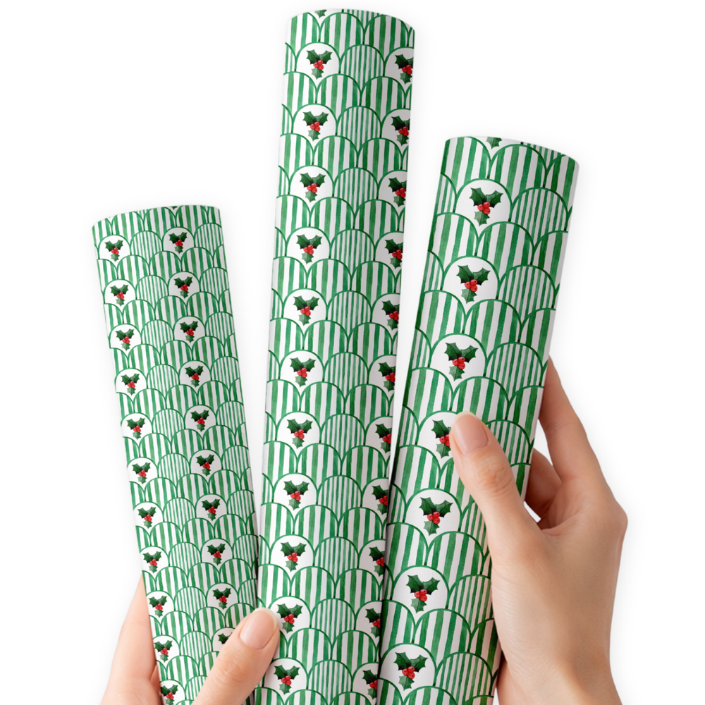 Holly Jolly Scallops | Premium Faux Leather Fabric