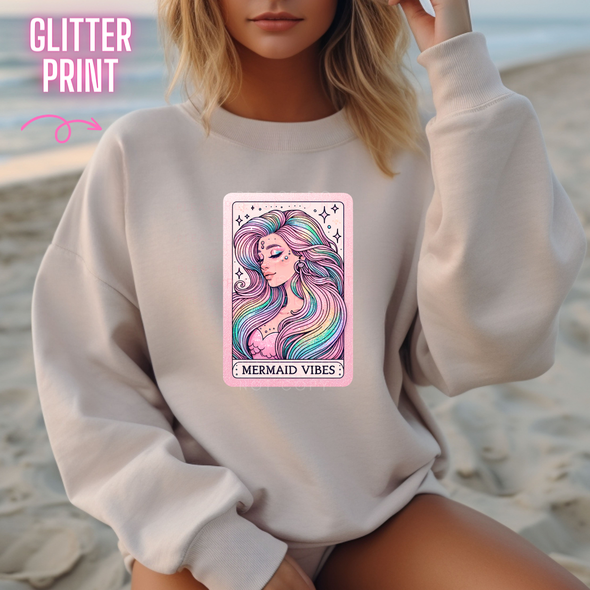 Mermaid Vibes Tarot Cards Full Colour Glitter Iron On Transfers - Eliza Henri