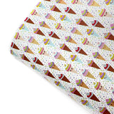 Cute Kawaii Sprinkle Cones Premium Faux Leather Fabric Sheets - Eliza Henri