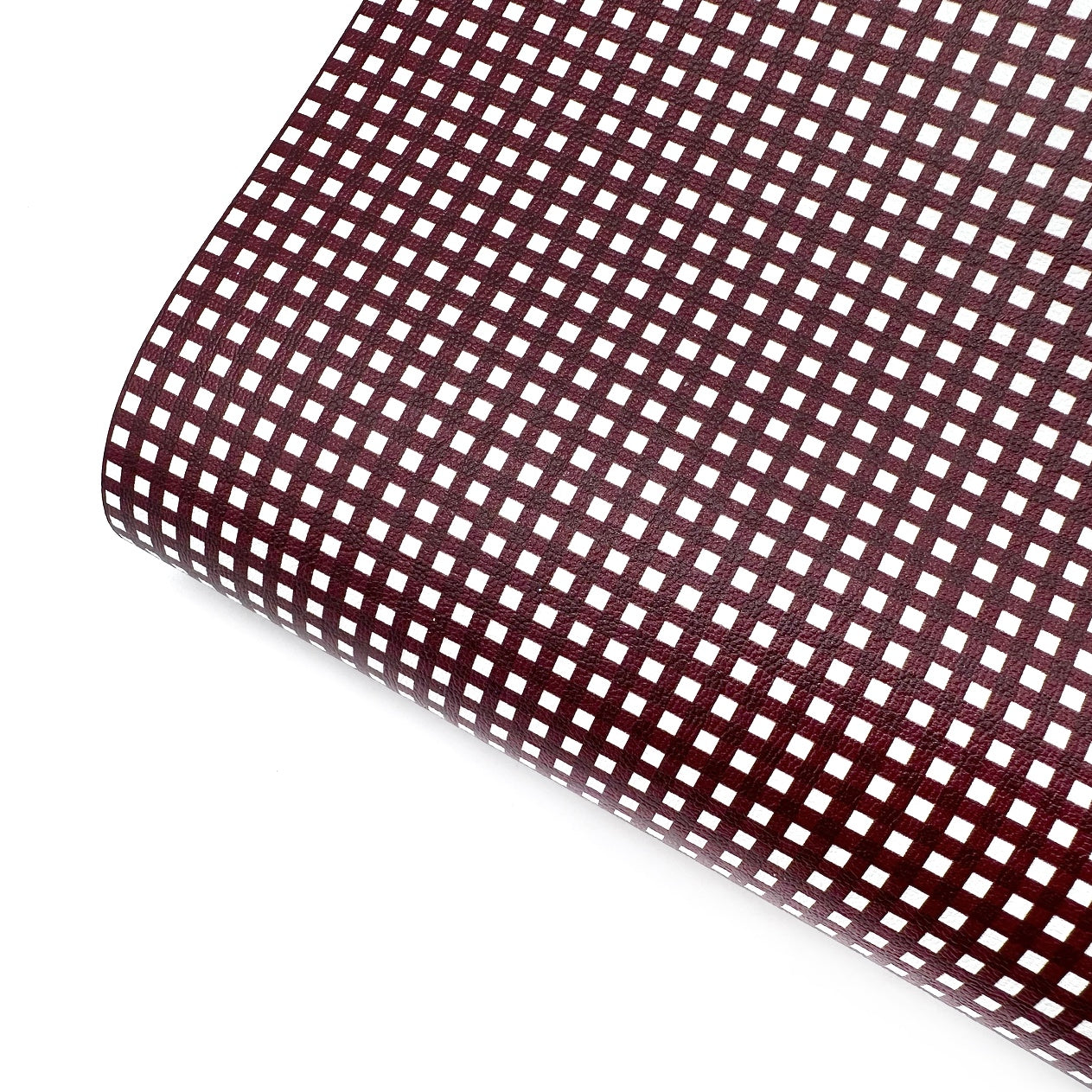 True Burgundy Gingham Mini Premium Faux Leather Fabric Sheets - Eliza Henri