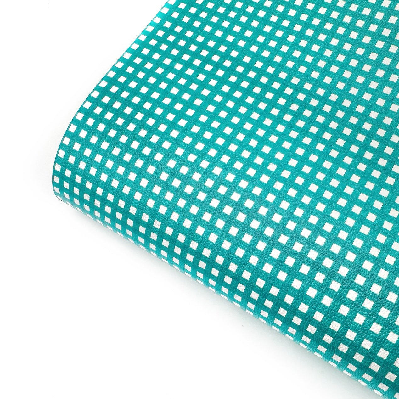 Jade Green Gingham Mini Premium Faux Leather Fabric Sheets - Eliza Henri