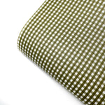 Olive Green Gingham Mini Premium Faux Leather Fabric Sheets - Eliza Henri
