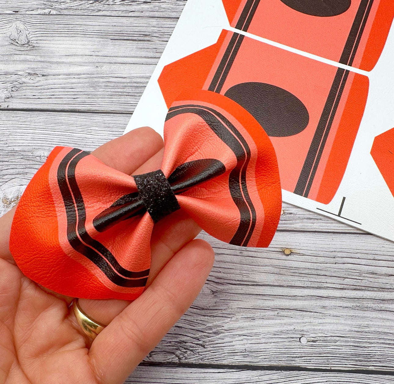 Crayon Pinch Bows DIY Cutout Faux Leather Fabric Sheet - Eliza Henri