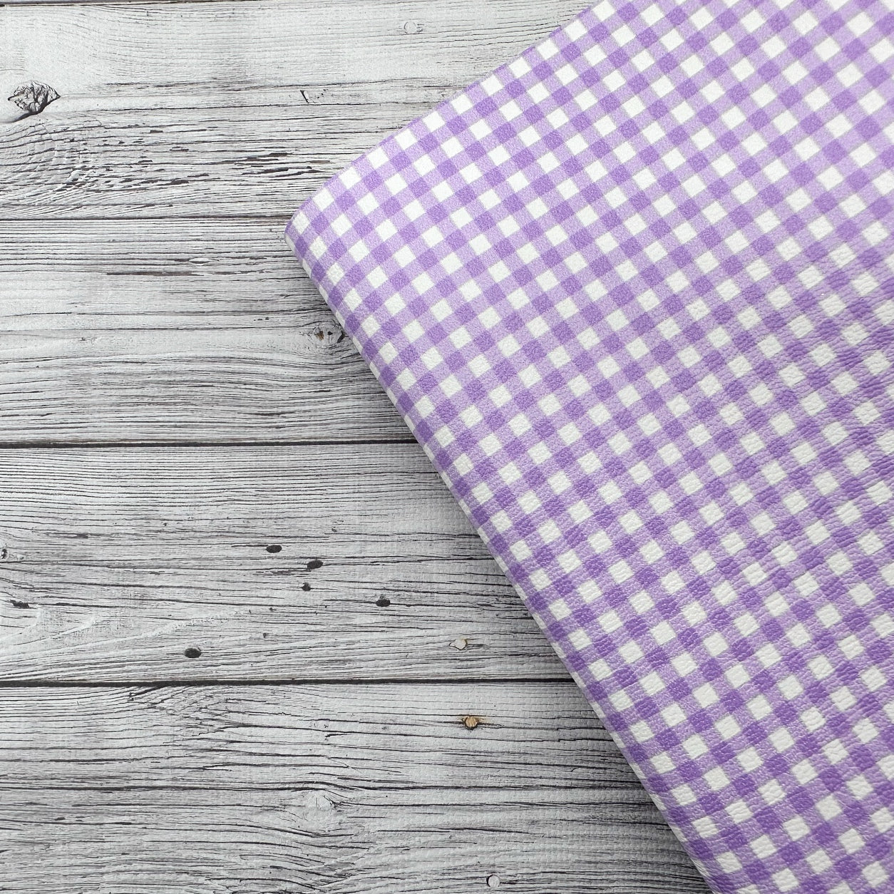Lilac Gingham Mini Premium Faux Leather Fabric Sheets - Eliza Henri