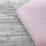Baby Pink Gingham Mini Premium Faux Leather Fabric Sheets - Eliza Henri