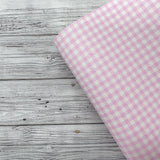 Baby Pink Gingham Mini Premium Faux Leather Fabric Sheets - Eliza Henri