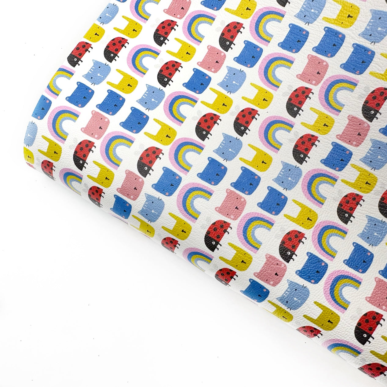 Cute Rainbow Friends Premium Faux Leather Fabric Sheets - Eliza Henri