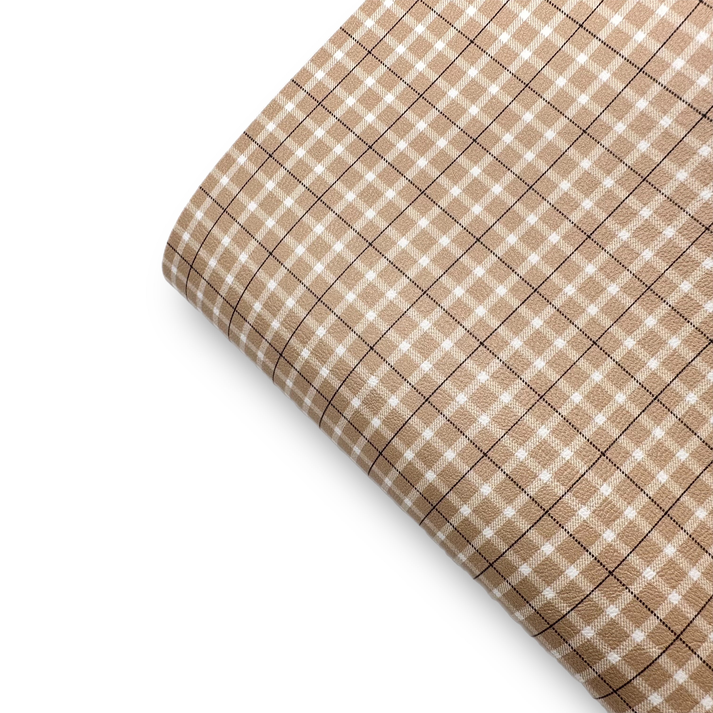 Neutral Tartan Premium Faux Leather Fabric Sheets - Eliza Henri