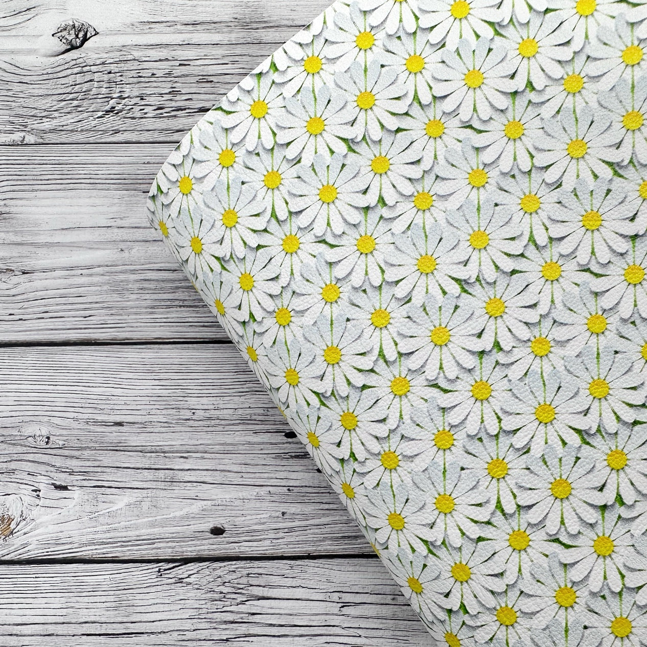 3D Scattered Daisies Premium Faux Leather Fabric Sheets - Eliza Henri