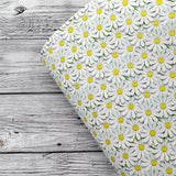 3D Scattered Daisies Premium Faux Leather Fabric Sheets - Eliza Henri