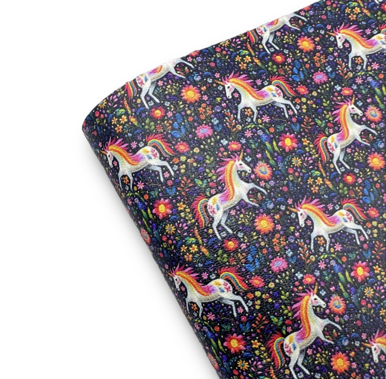 Embroidered Unicorns Premium Faux Leather Fabric Sheets - Eliza Henri