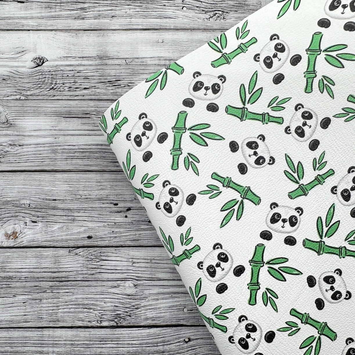 Cute Panda & Eucalyptus Premium Faux Leather Fabric Sheets - Eliza Henri