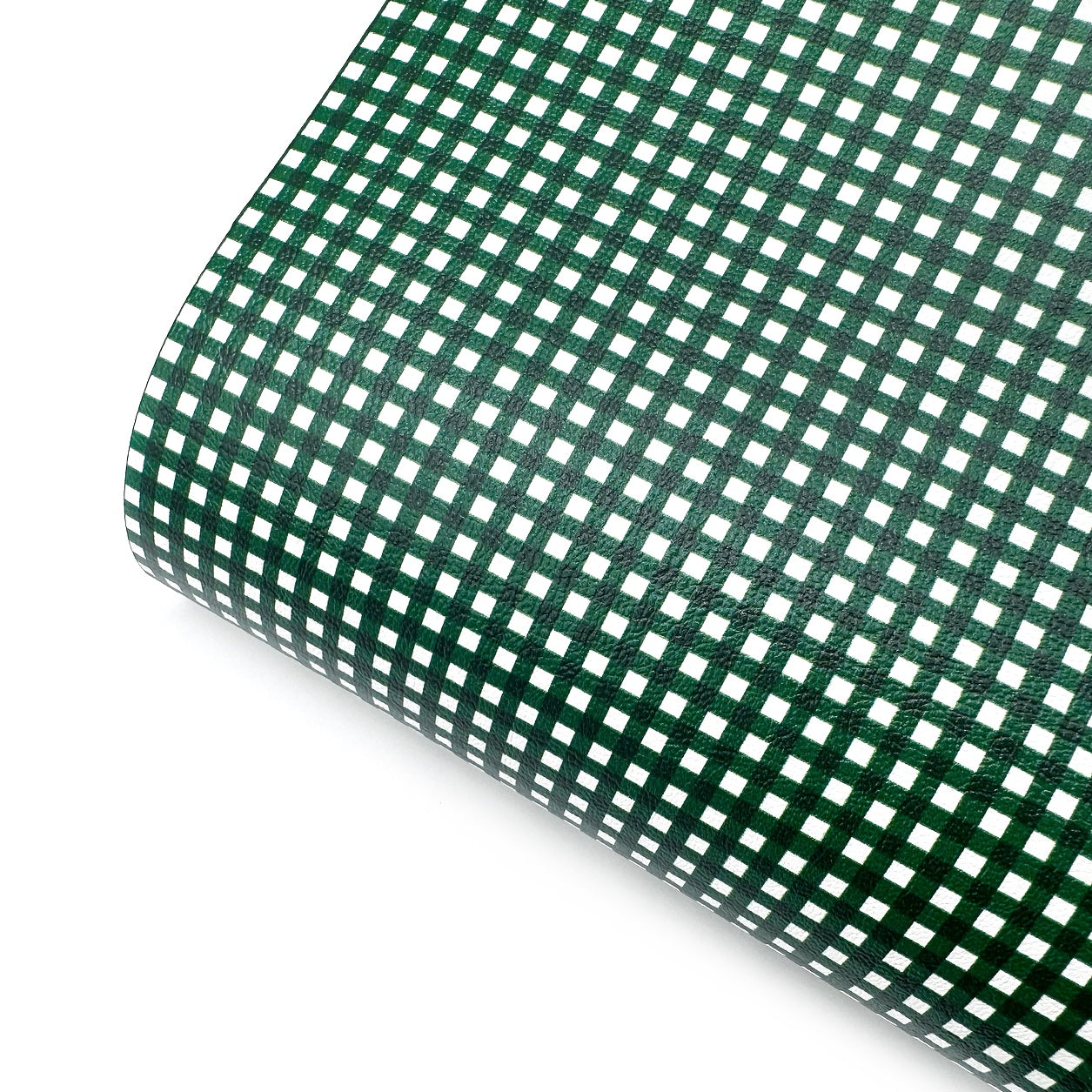 Bottle Green Gingham Mini Premium Faux Leather Fabric Sheets - Eliza Henri