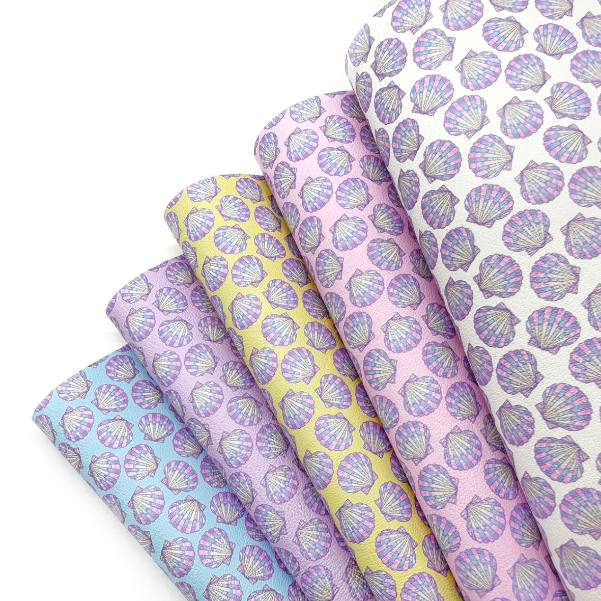 Pastel Seashells Premium Faux Leather Fabric Sheets - Eliza Henri