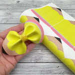 Bright Yellow Pencil Pinch Bow DIY Cutout Faux Leather Fabric Sheet - Eliza Henri