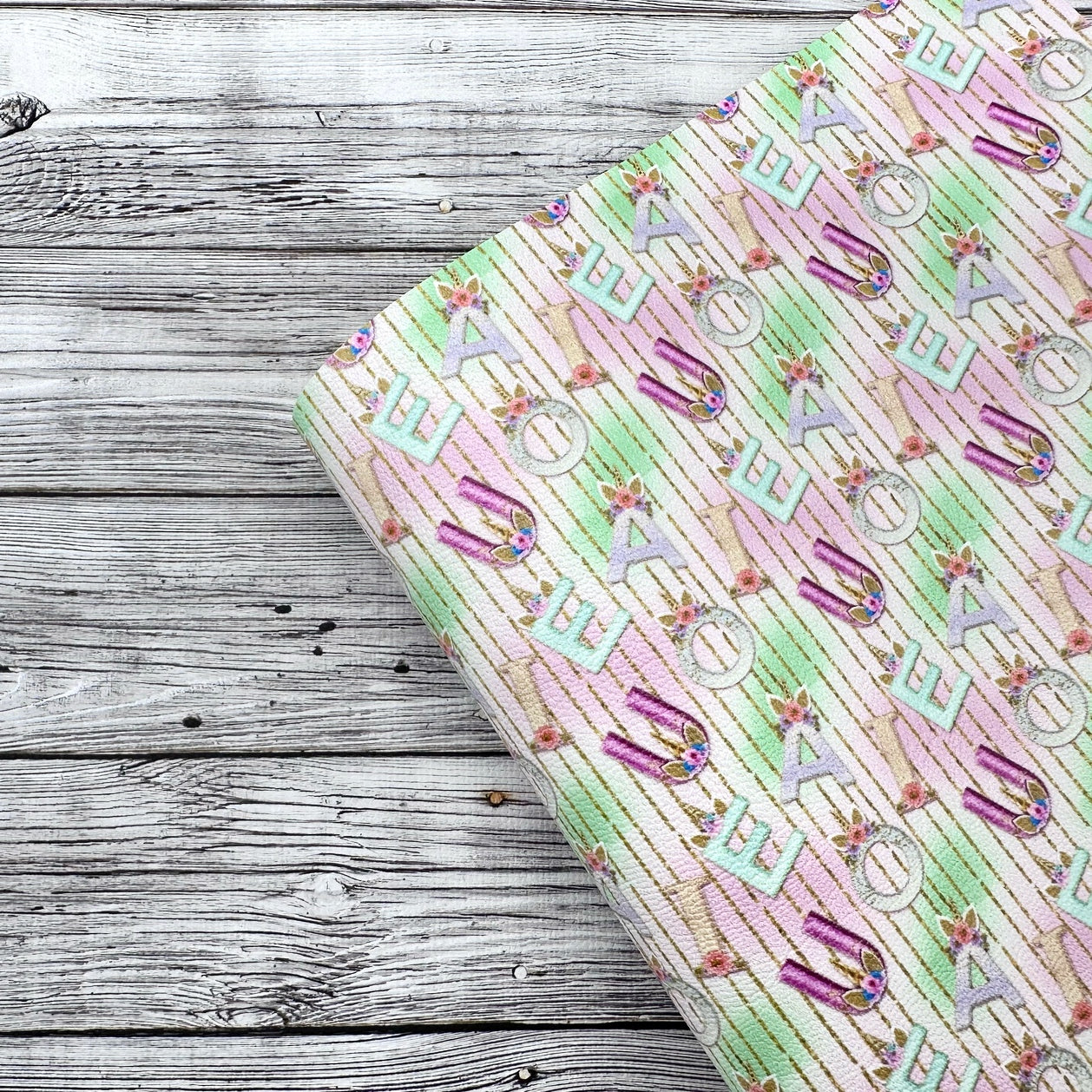 Unicorn Letter Stripes Premium Faux Leather Fabric Sheets - Eliza Henri