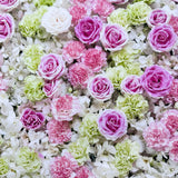 Pink & Green Rose Flower Wall Effect Canvas Photography Background - Eliza Henri