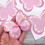 Princess Pink Butterfly DIY Pinch Bow DIY Cutout Faux Leather Fabric Sheet - Eliza Henri