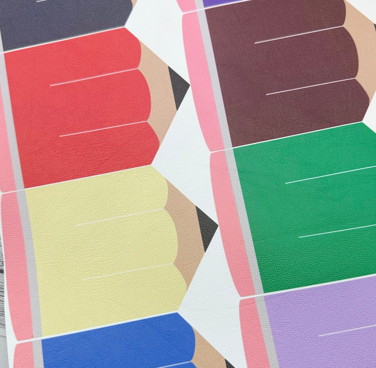 School Coloured Pencil Pinch Bow DIY Cutout Faux Leather Fabric Sheet - Eliza Henri