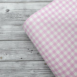 Baby Pink Gingham Standard Premium Faux Leather Fabric Sheets - Eliza Henri