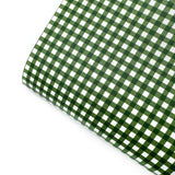 Forest Green Gingham Standard Premium Faux Leather Fabric Sheets