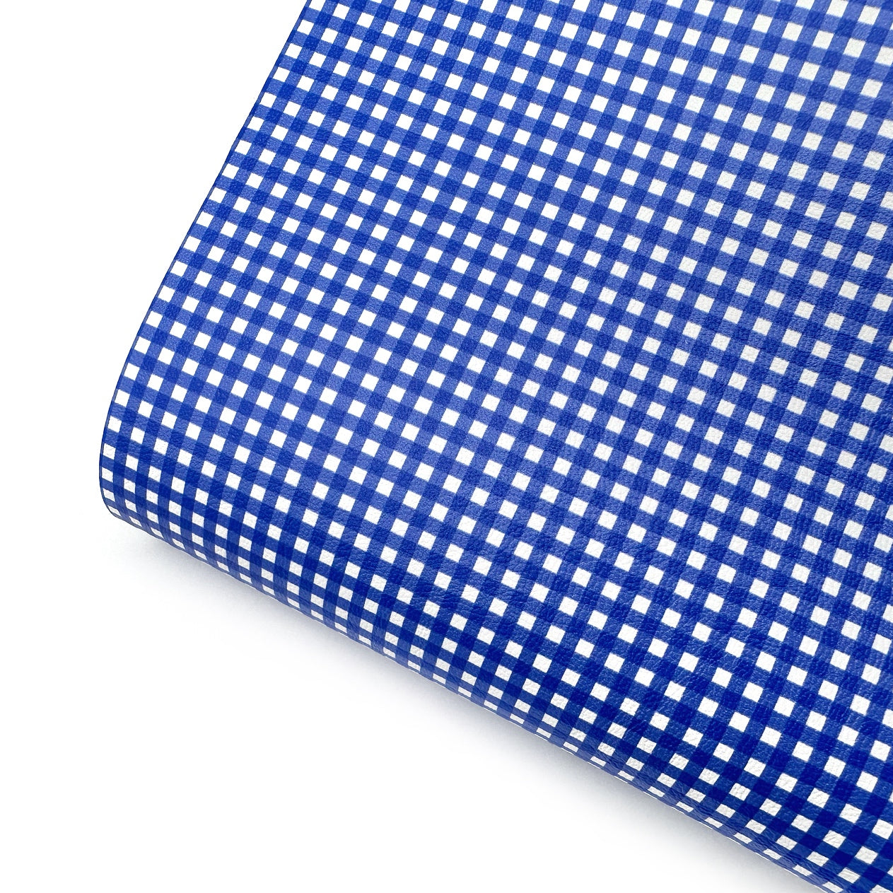 Royal Blue Gingham Mini Premium Faux Leather Fabric - Eliza Henri