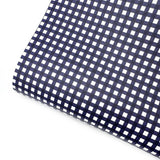 True Navy Gingham Standard Premium Faux Leather Fabric Sheets
