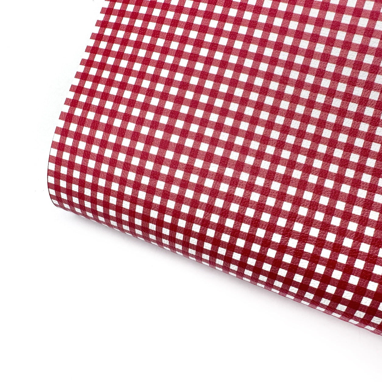 Red Gingham Mini Premium Faux Leather Fabric - Eliza Henri