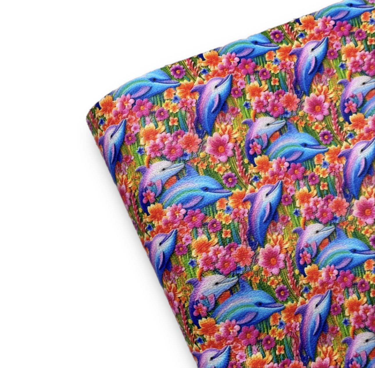 Embroidered Dolphins Premium Faux Leather Fabric Sheets - Eliza Henri
