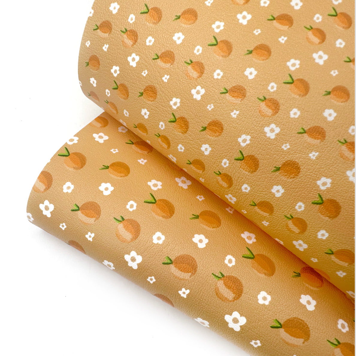 Exclusive Oranges & Daisies Premium Faux Leather Fabric Sheets - Eliza Henri